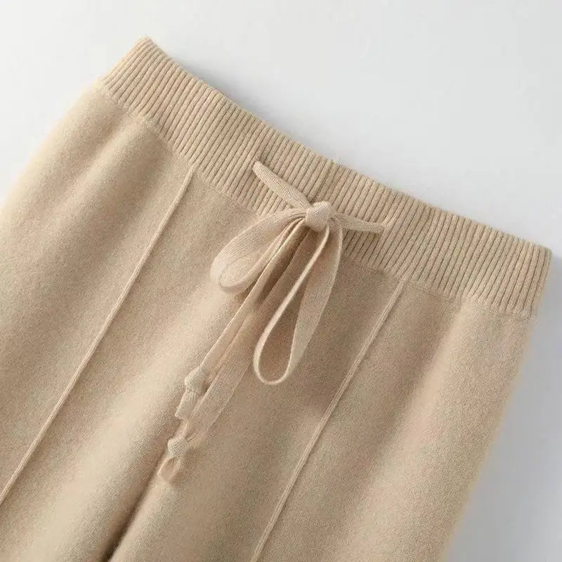 Wool Knit Wide-Leg Pants
