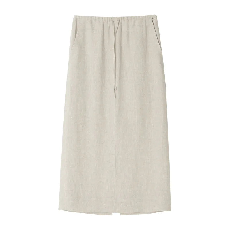 Simple And Casual Straight-Cut Slit Midi Skirt