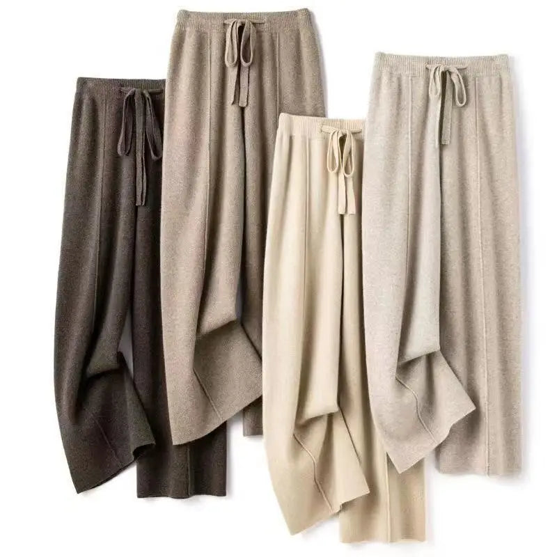 Wool Knit Wide-Leg Pants