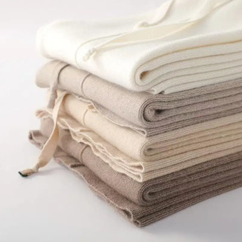 Wool Knit Wide-Leg Pants