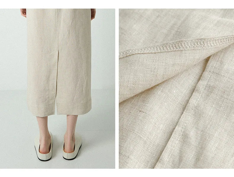 Simple And Casual Straight-Cut Slit Midi Skirt